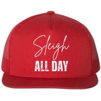 Sleigh All Day Christmas Holiday Flat Bill Trucker Hat