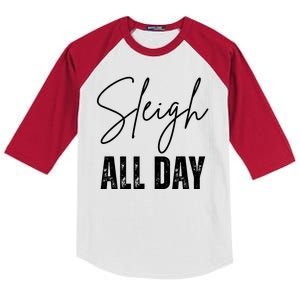 Sleigh All Day Christmas Holiday Kids Colorblock Raglan Jersey