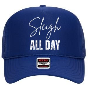 Sleigh All Day Christmas Holiday High Crown Mesh Back Trucker Hat