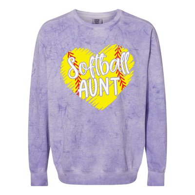 Softball Aunt designs For Baller retro Mother's Day Colorblast Crewneck Sweatshirt