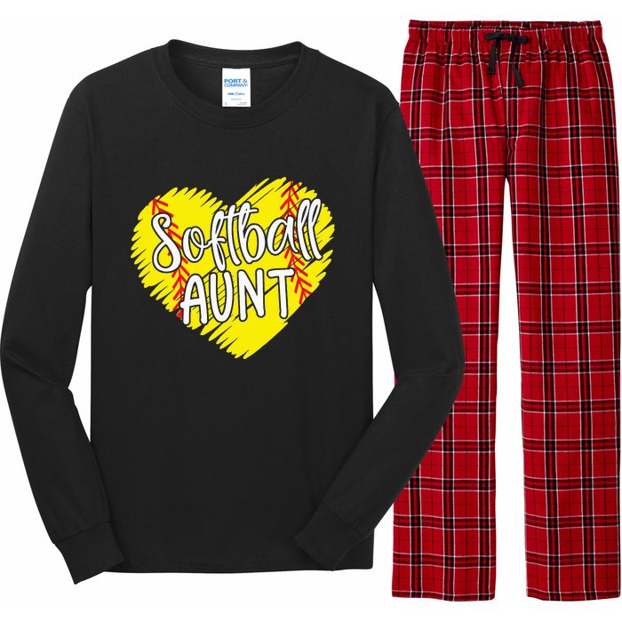 Softball Aunt designs For Baller retro Mother's Day Long Sleeve Pajama Set