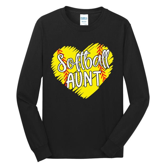 Softball Aunt designs For Baller retro Mother's Day Tall Long Sleeve T-Shirt