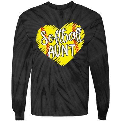 Softball Aunt designs For Baller retro Mother's Day Tie-Dye Long Sleeve Shirt