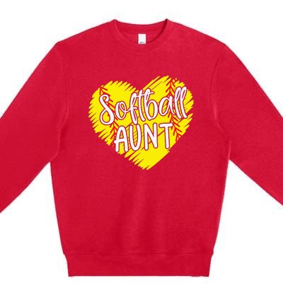 Softball Aunt designs For Baller retro Mother's Day Premium Crewneck Sweatshirt