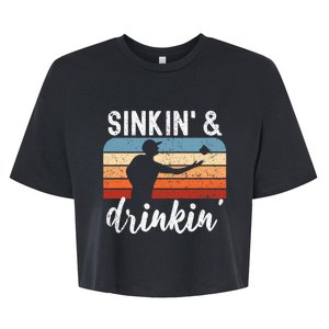 Sinking And Drinking Bag Toss Summer Games Funny Cornhole Premium Bella+Canvas Jersey Crop Tee