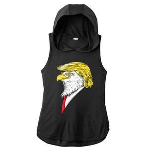 Spirit Animal Donald Trump Eagle Hair Ladies PosiCharge Tri-Blend Wicking Draft Hoodie Tank