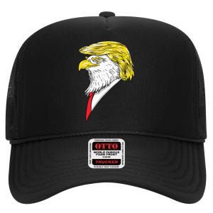 Spirit Animal Donald Trump Eagle Hair High Crown Mesh Back Trucker Hat