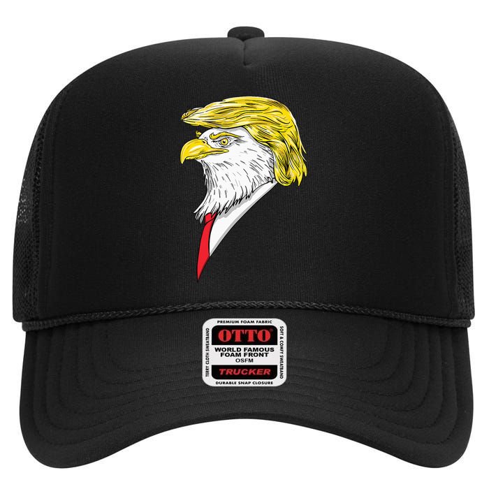 Spirit Animal Donald Trump Eagle Hair High Crown Mesh Back Trucker Hat