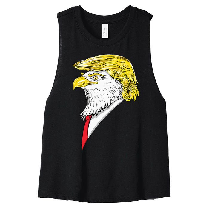 Spirit Animal Donald Trump Eagle Hair Women's Racerback Cropped Tank