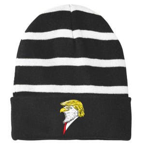 Spirit Animal Donald Trump Eagle Hair Striped Beanie with Solid Band