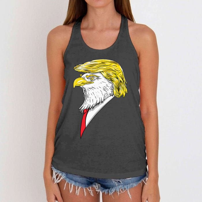 Spirit Animal Donald Trump Eagle Hair Women's Knotted Racerback Tank