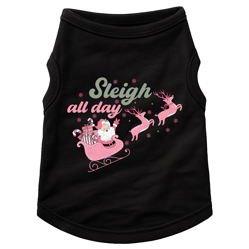 Sleigh All Day Cute Santa Christmas Holiday Doggie Tank