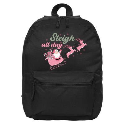 Sleigh All Day Cute Santa Christmas Holiday 16 in Basic Backpack