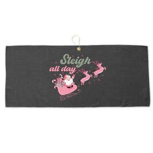 Sleigh All Day Cute Santa Christmas Holiday Large Microfiber Waffle Golf Towel