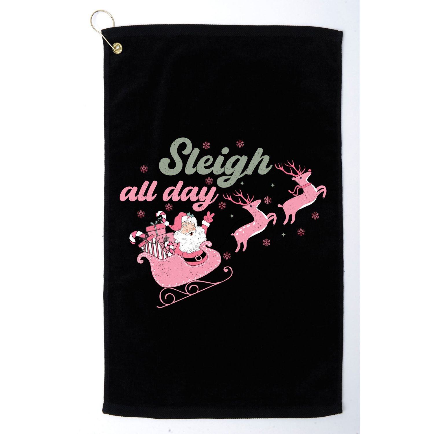 Sleigh All Day Cute Santa Christmas Holiday Golf Towel