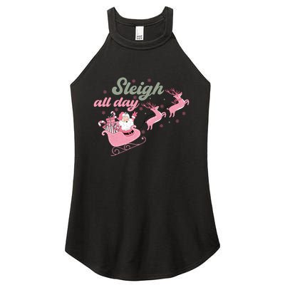 Sleigh All Day Cute Santa Christmas Holiday Women's Perfect Tri Rocker Tank
