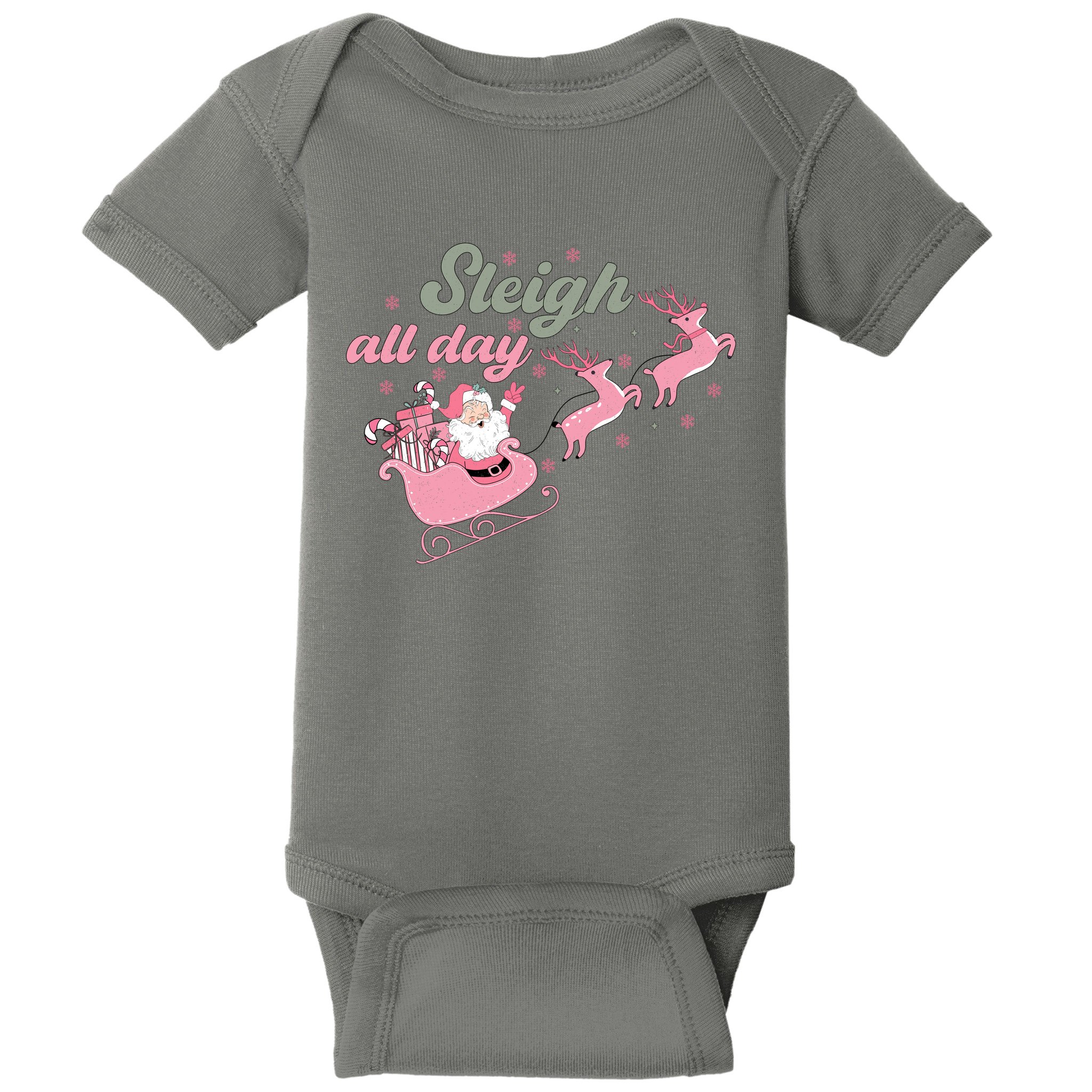 Sleigh All Day Cute Santa Christmas Holiday Baby Bodysuit