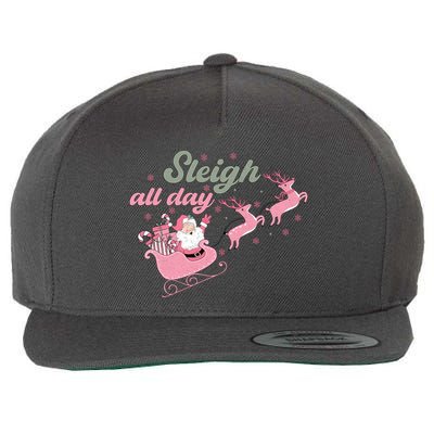 Sleigh All Day Cute Santa Christmas Holiday Wool Snapback Cap