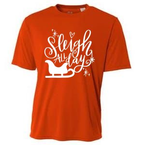 Sleigh All Day Christmas SantaS Reindeer Sleigh In Snow Gift Cooling Performance Crew T-Shirt