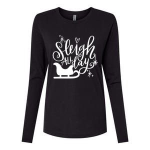 Sleigh All Day Christmas SantaS Reindeer Sleigh In Snow Gift Womens Cotton Relaxed Long Sleeve T-Shirt