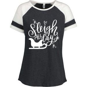 Sleigh All Day Christmas SantaS Reindeer Sleigh In Snow Gift Enza Ladies Jersey Colorblock Tee