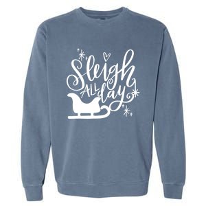 Sleigh All Day Christmas SantaS Reindeer Sleigh In Snow Gift Garment-Dyed Sweatshirt