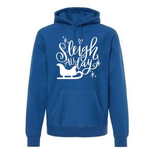 Sleigh All Day Christmas SantaS Reindeer Sleigh In Snow Gift Premium Hoodie