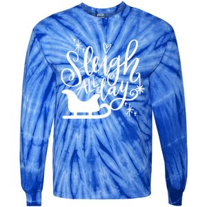 Sleigh All Day Christmas SantaS Reindeer Sleigh In Snow Gift Tie-Dye Long Sleeve Shirt