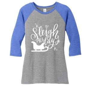 Sleigh All Day Christmas SantaS Reindeer Sleigh In Snow Gift Women's Tri-Blend 3/4-Sleeve Raglan Shirt