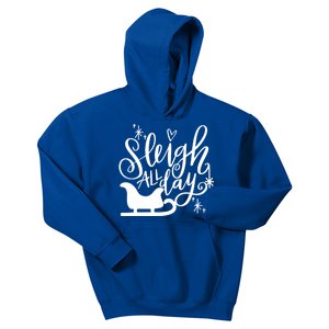 Sleigh All Day Christmas SantaS Reindeer Sleigh In Snow Gift Kids Hoodie