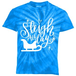 Sleigh All Day Christmas SantaS Reindeer Sleigh In Snow Gift Kids Tie-Dye T-Shirt