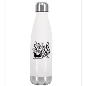 Sleigh All Day Christmas SantaS Reindeer Sleigh In Snow Gift Stainless Steel Insulated Water Bottle