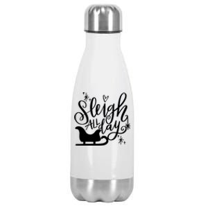 Sleigh All Day Christmas SantaS Reindeer Sleigh In Snow Gift Stainless Steel Insulated Water Bottle