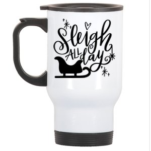 Sleigh All Day Christmas SantaS Reindeer Sleigh In Snow Gift Stainless Steel Travel Mug