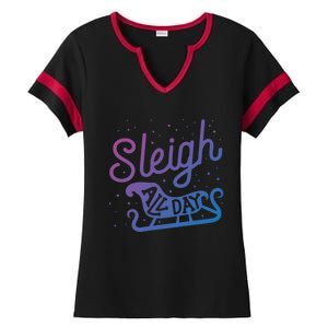 Sleigh All Day Funny Santa Christmas Reindeer Gift Ladies Halftime Notch Neck Tee