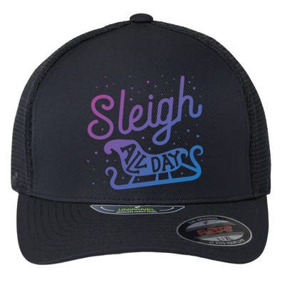 Sleigh All Day Funny Santa Christmas Reindeer Gift Flexfit Unipanel Trucker Cap