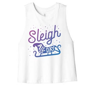 Sleigh All Day Funny Santa Christmas Reindeer Gift Women's Racerback Cropped Tank