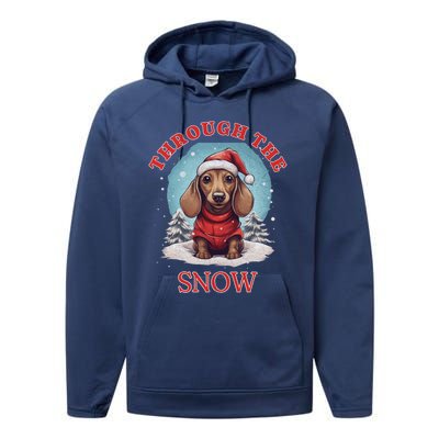 Sleigh All Day Funny Dachshund Christmas Gift Performance Fleece Hoodie