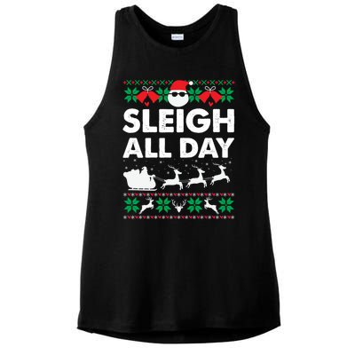 Sleigh All Day Funny Santa Claus Christmas Sleigh Lover Xmas Gift Ladies PosiCharge Tri-Blend Wicking Tank