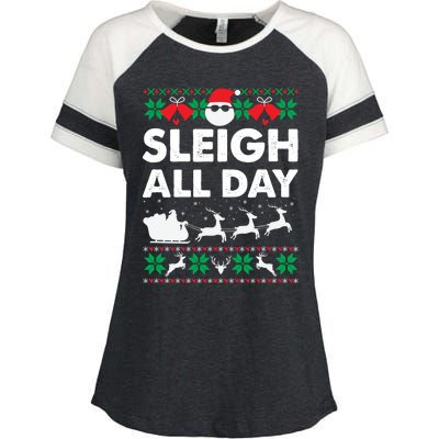 Sleigh All Day Funny Santa Claus Christmas Sleigh Lover Xmas Gift Enza Ladies Jersey Colorblock Tee