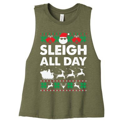 Sleigh All Day Funny Santa Claus Christmas Sleigh Lover Xmas Gift Women's Racerback Cropped Tank