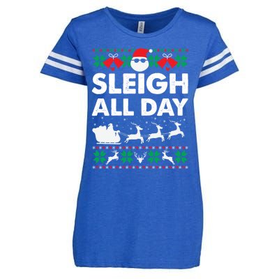 Sleigh All Day Funny Santa Claus Christmas Sleigh Lover Xmas Gift Enza Ladies Jersey Football T-Shirt