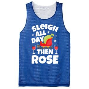 Sleigh All Day Then Rose Funny Christmas Xmas Wine Cute Gift Mesh Reversible Basketball Jersey Tank