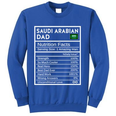 Saudi Arabian Dad Nutrition Facts National Pride Fathers Day Gift Sweatshirt