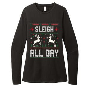 Sleigh All Day Ugly Christmas Sweater Reindeer Holiday Gift Womens CVC Long Sleeve Shirt