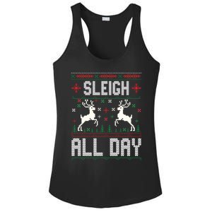 Sleigh All Day Ugly Christmas Sweater Reindeer Holiday Gift Ladies PosiCharge Competitor Racerback Tank