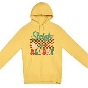 Sleigh All Day Santa Claus Merry Christmas Groovy Retro Cute Gift Premium Pullover Hoodie