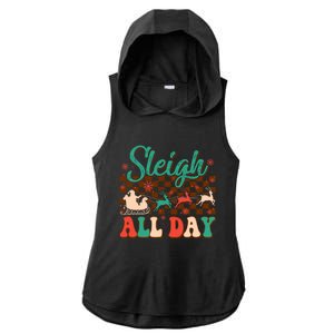 Sleigh All Day Santa Claus Merry Christmas Groovy Retro Cute Gift Ladies PosiCharge Tri-Blend Wicking Draft Hoodie Tank