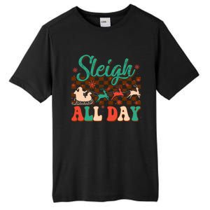 Sleigh All Day Santa Claus Merry Christmas Groovy Retro Cute Gift Tall Fusion ChromaSoft Performance T-Shirt