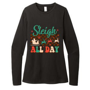 Sleigh All Day Santa Claus Merry Christmas Groovy Retro Cute Gift Womens CVC Long Sleeve Shirt